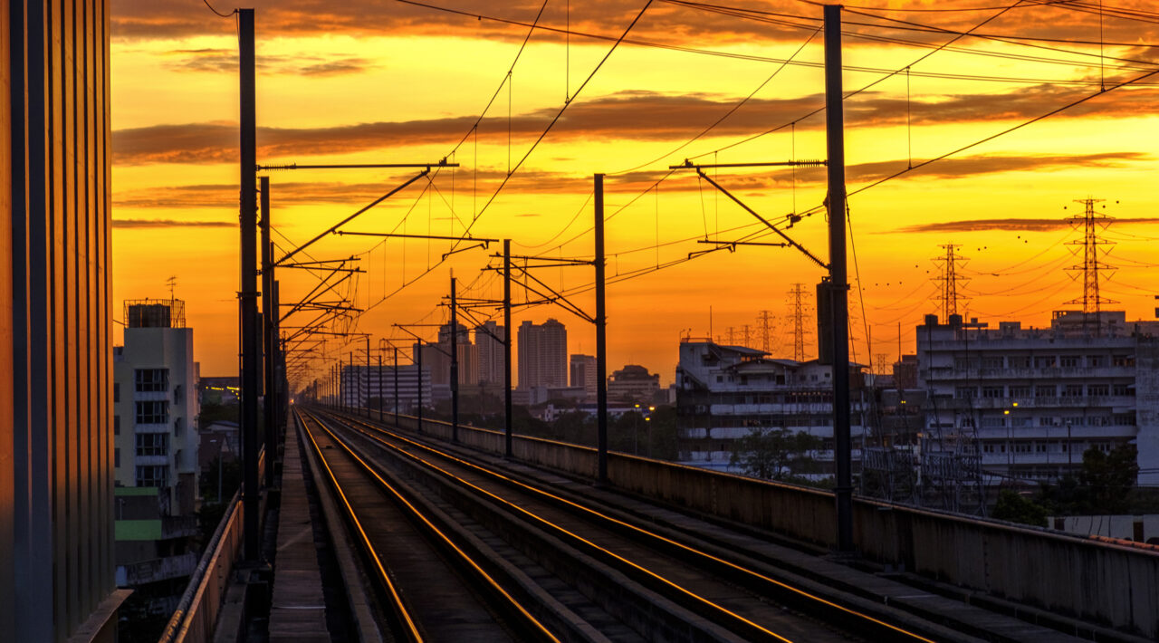 railway and sunrise railway and sunrise