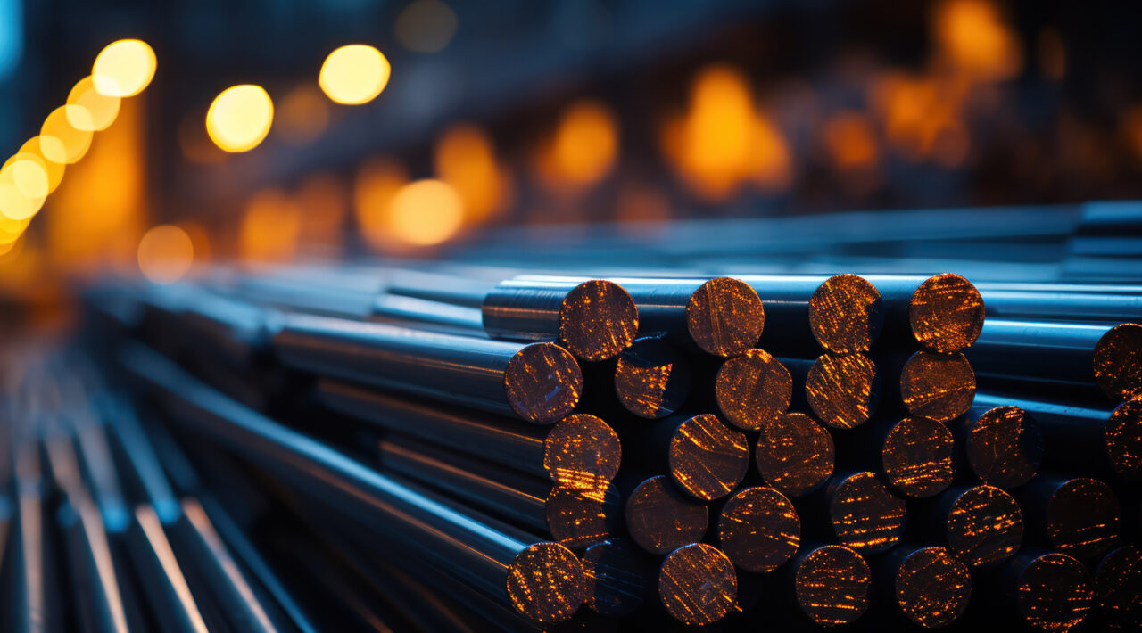 Steel bars welded together in an industrial setting. Steel bars welded together in an industrial setting.